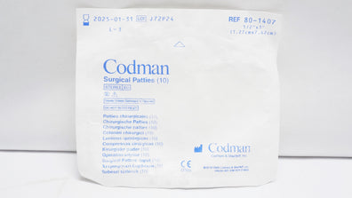 Codman 80-1407 Surgical Patties 1/2inch x 3 inch (x) - Pack of 10